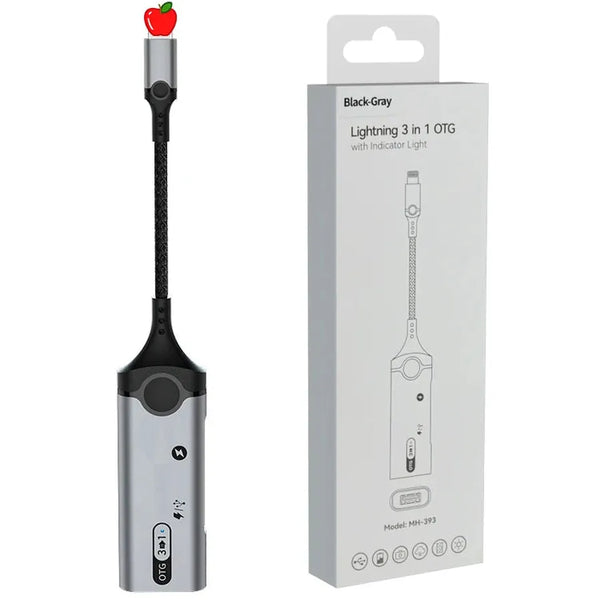 HKM-296915 High-Speed 8-Pin OTG Adapter with USB 3.0 and Type-C Earphone Jack Compatibility