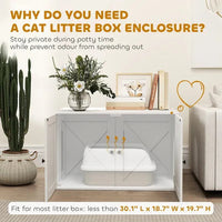 HKM-2969277 Stylish Cat Litter Box Enclosure with Barn Door and Side Access - Modern Furniture Solution