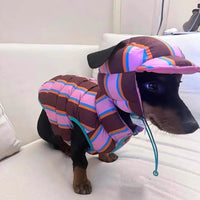 HKM-2969789 Pet Striped Vest with Hat for Autumn and Winter, Casual Polyester Clothing, Multiple Sizes Available