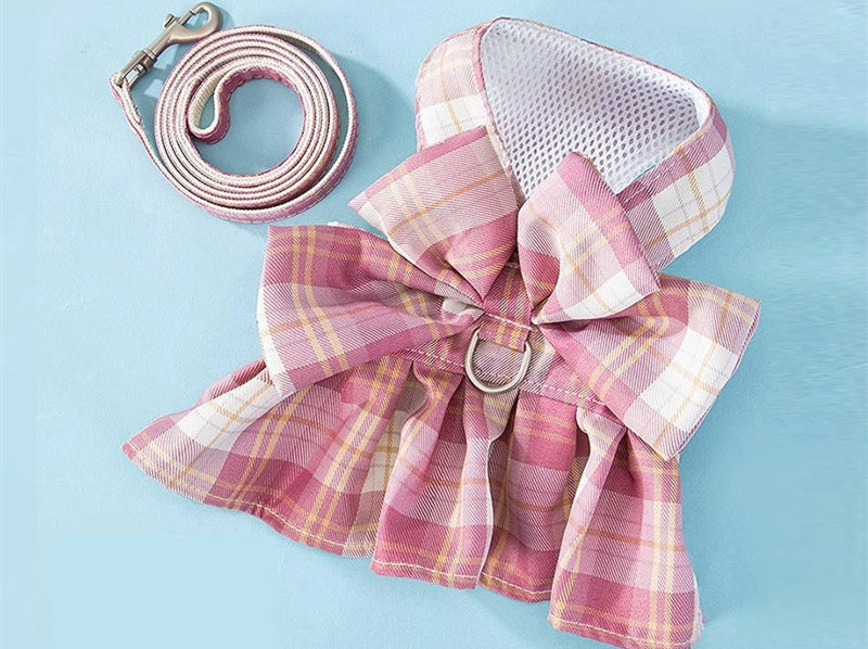 HKM-2971197 Dog Skirt with Leash Set - Soft Cotton Nylon for Small & Medium Pets, Multiple Colors Available