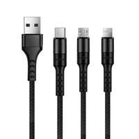 HKM-297235 Multi-Function USB Data Cable with Nylon Braid and TPE Cover - Customizable Colors Available