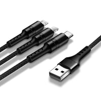 HKM-297235 Multi-Function USB Data Cable with Nylon Braid and TPE Cover - Customizable Colors Available