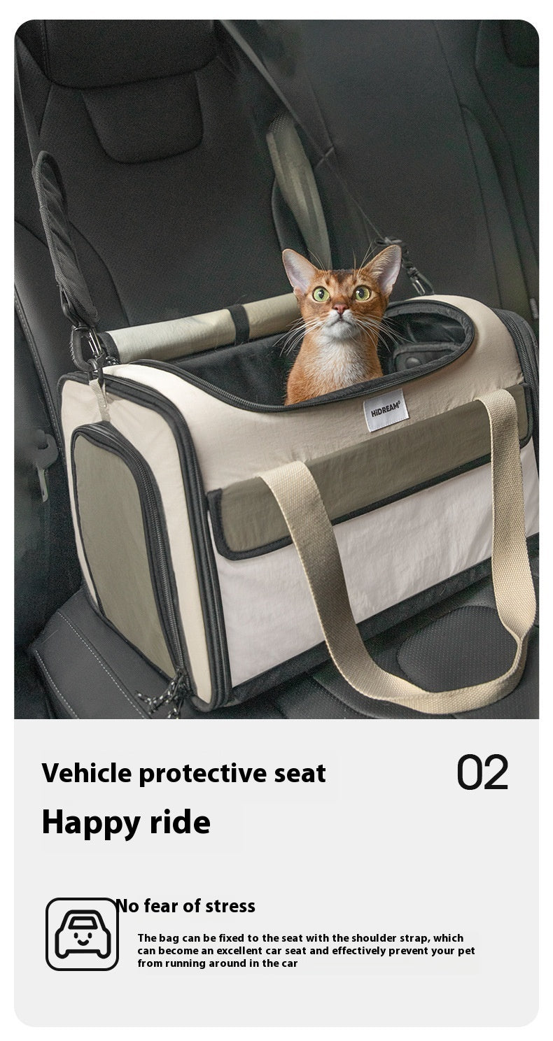 HKM-2973629 Portable Cat Bag - One-Shoulder Crossbody in Maroon, Durable Nylon Material