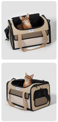 HKM-2973629 Portable Cat Bag - One-Shoulder Crossbody in Maroon, Durable Nylon Material
