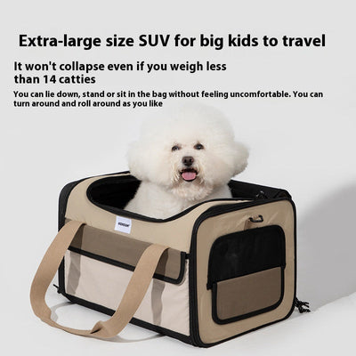 HKM-2973629 Portable Cat Bag - One-Shoulder Crossbody in Maroon, Durable Nylon Material