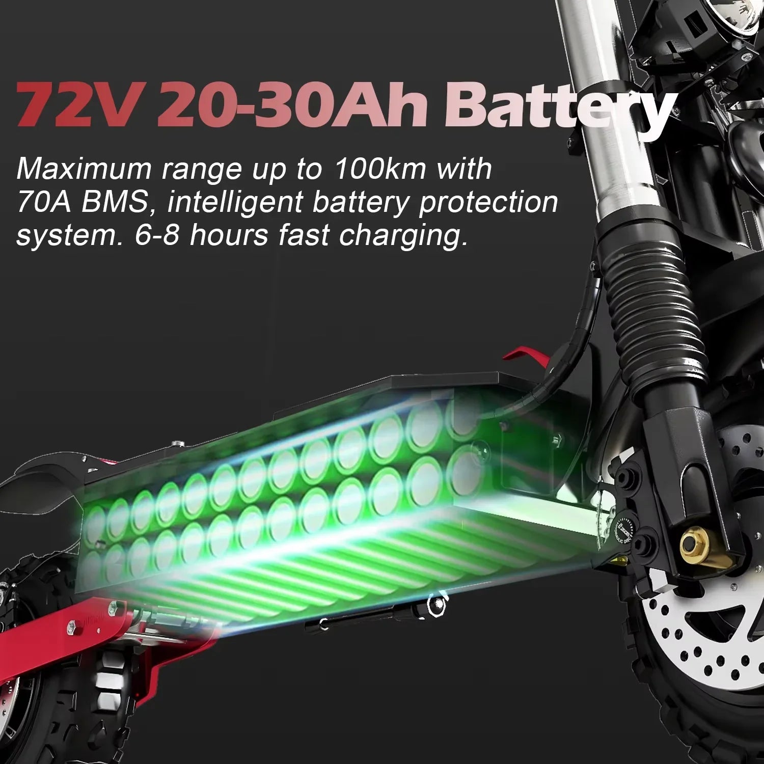 HKM-297363 6000W Dual Motor Electric Scooter with Seat, 72V, 110km Range, 85km/h Speed, Full Suspension, Off-Road Capability