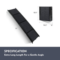 HKM-2974653 Portable Folding Dog Ramp for SUVs and Trucks - 71" Long, 19.5" Wide, Non-Slip Surface, Supports Up to 250 lbs