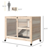 HKM-2975037 Wooden Rabbit Hutch on Wheels, Waterproof Small Bunny Cage with Openable Roof, Removable Tray, Ideal for Indoor/Outdoor Use