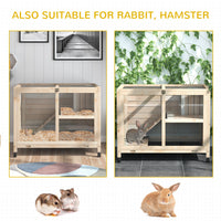 HKM-2975037 Wooden Rabbit Hutch on Wheels, Waterproof Small Bunny Cage with Openable Roof, Removable Tray, Ideal for Indoor/Outdoor Use