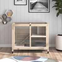 HKM-2975037 Wooden Rabbit Hutch on Wheels, Waterproof Small Bunny Cage with Openable Roof, Removable Tray, Ideal for Indoor/Outdoor Use