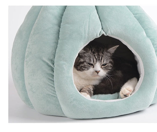 HKM-2975421 Cactus-Themed Cozy Pet Bed for Small to Medium Dogs and Cats, Warm PP Cotton and Crystal Velvet