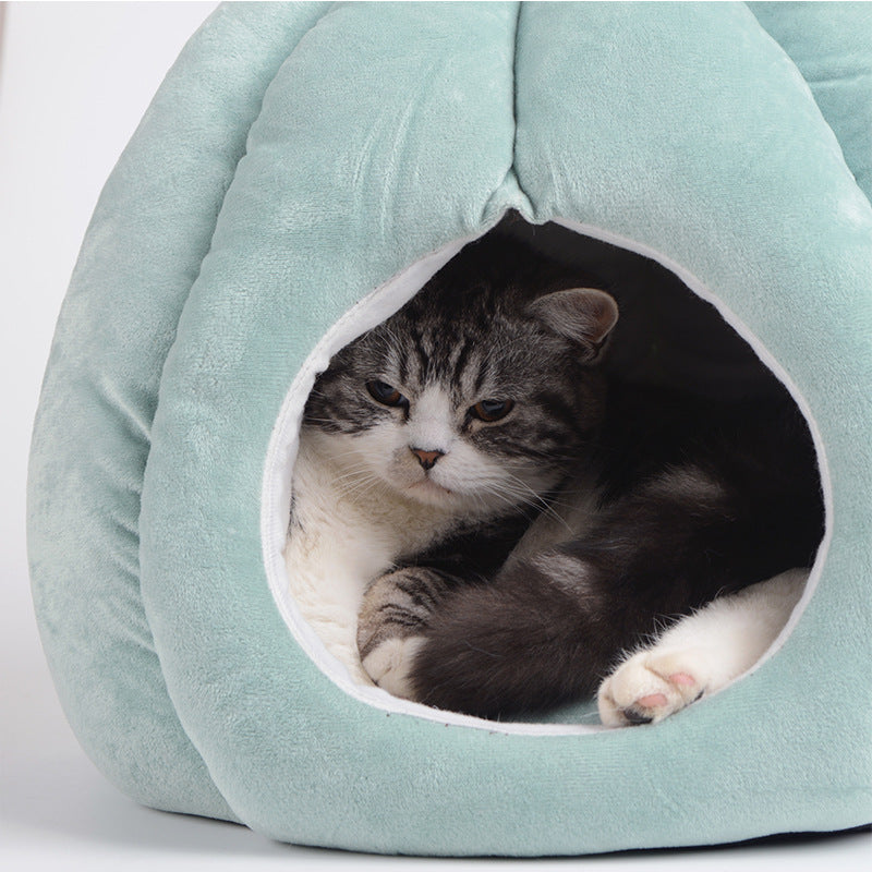 HKM-2975421 Cactus-Themed Cozy Pet Bed for Small to Medium Dogs and Cats, Warm PP Cotton and Crystal Velvet