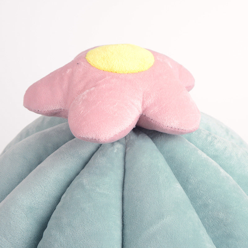 HKM-2975421 Cactus-Themed Cozy Pet Bed for Small to Medium Dogs and Cats, Warm PP Cotton and Crystal Velvet