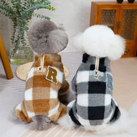 HKM-2975933 Double-Sided Velvet Dog Jacket for Autumn and Winter - Fluffy, Cozy Pet Clothing in Gray and Brown
