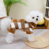 HKM-2975933 Double-Sided Velvet Dog Jacket for Autumn and Winter - Fluffy, Cozy Pet Clothing in Gray and Brown