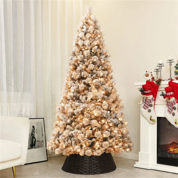 HKM-297619 Large 9ft Star-Shaped Artificial Christmas Tree with Metal Base for Outdoor Parties
