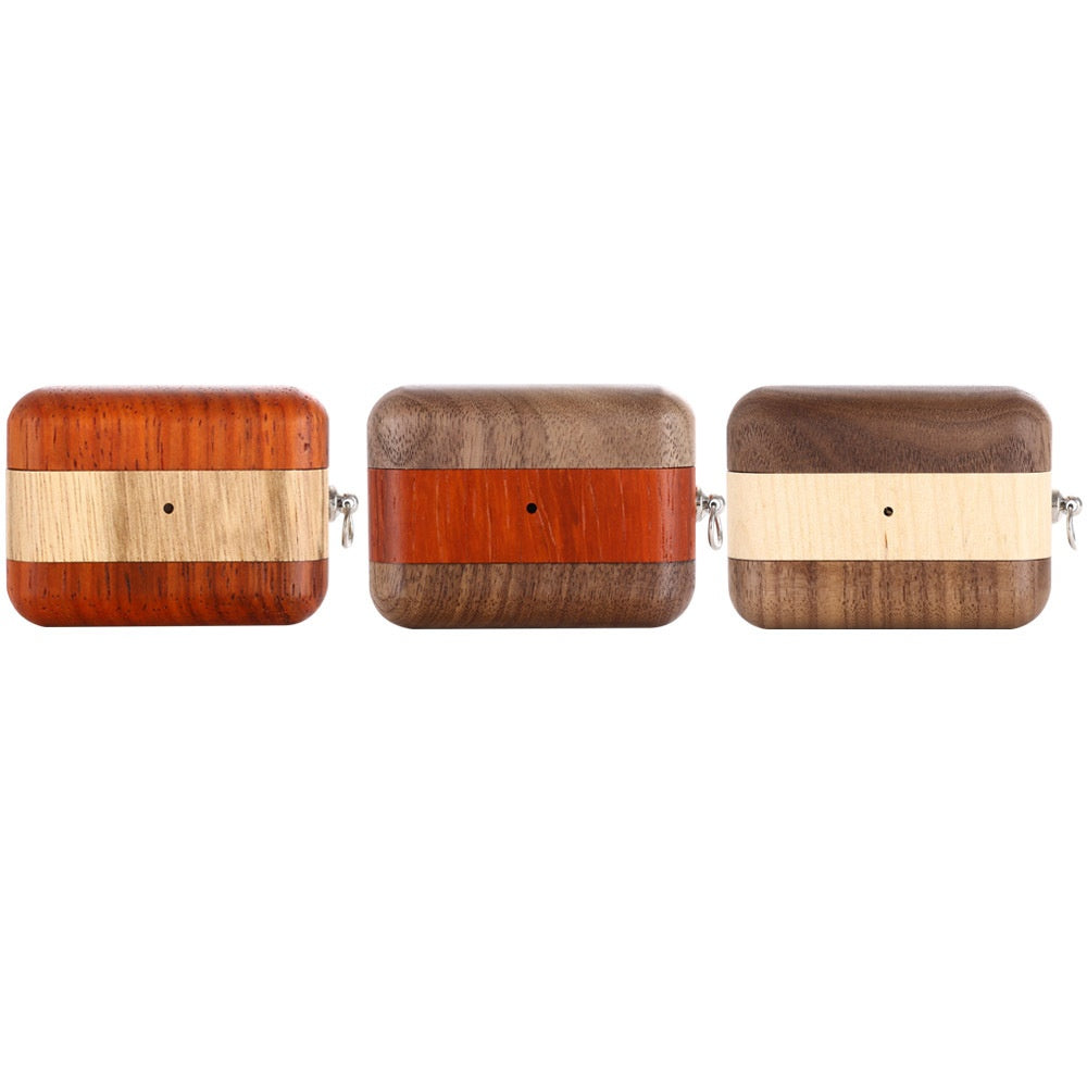 HKM-297683 Solid Wood Charging Case Cover for Apple AirPods Pro/3rd Gen with Magnetic Closure and Scratch Protection