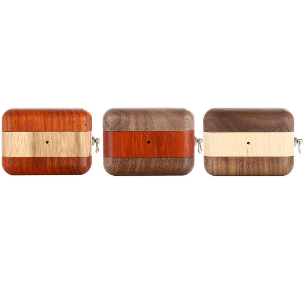 HKM-297683 Solid Wood Charging Case Cover for Apple AirPods Pro/3rd Gen with Magnetic Closure and Scratch Protection