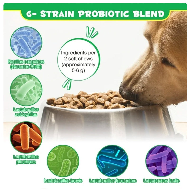 HKM-2977213 Probiotics Chews for Pets - Supports Digestive Health for Dogs, Promotes Healthy Gut Function