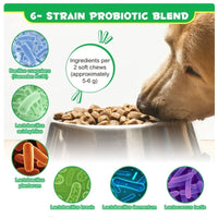 HKM-2977213 Probiotics Chews for Pets - Supports Digestive Health for Dogs, Promotes Healthy Gut Function