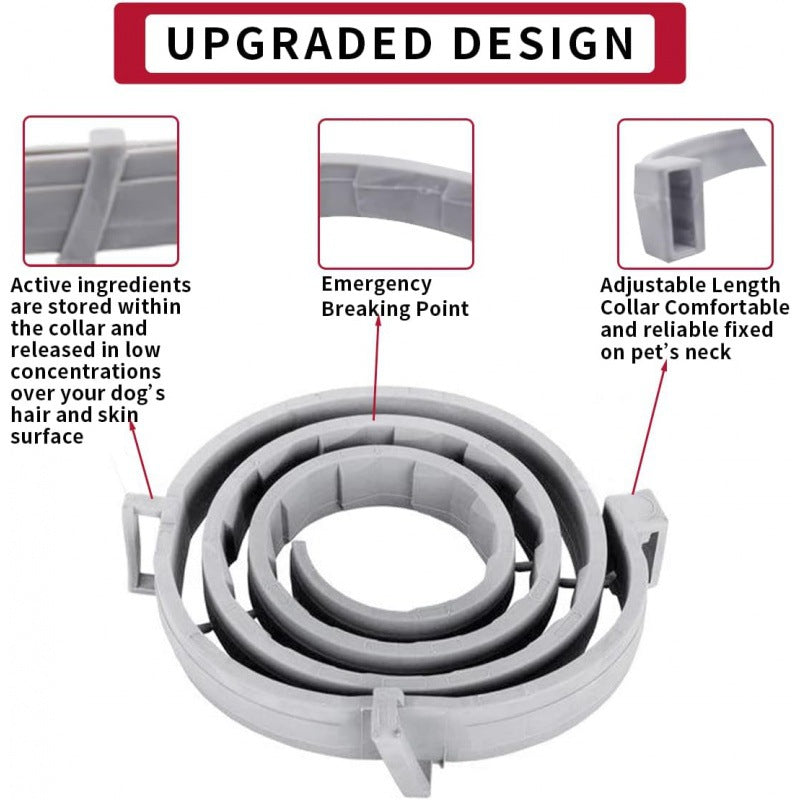 HKM-2979133 Waterproof Adjustable Insect Repellent Collar for Flea and Tick Protection - 70cm Gray Plastic