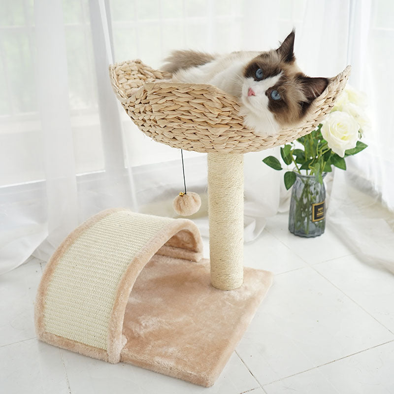 HKM-2980413 Cat Climbing Frame with Integrated Sisal Scratching Post and Plush Nest