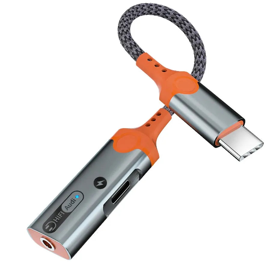 HKM-298067 Type C to Dual Type C Headphone Jack Adapter with 60W PD Charging for iPhone 15