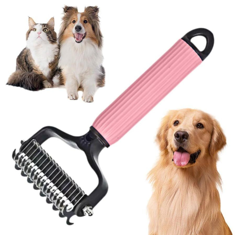 HKM-298067 Upgraded Dematting Comb for Dogs and Cats ¨C Double-Sided Stainless Steel Grooming Brush for Detangling and Shedding