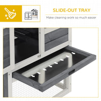 HKM-2980797 Indoor Wooden Rabbit Hutch with Outdoor Run, 48" Gray Weatherproof Design for Rabbits and Ferrets