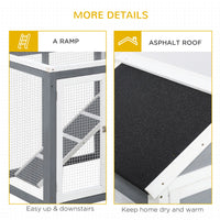 HKM-2980797 Indoor Wooden Rabbit Hutch with Outdoor Run, 48" Gray Weatherproof Design for Rabbits and Ferrets
