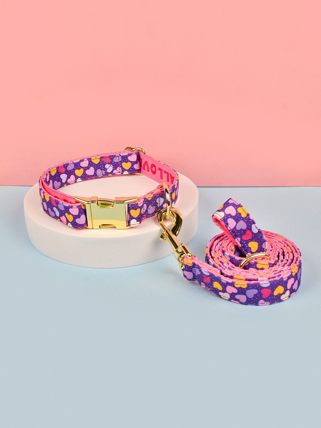 HKM-2980925 Double-sided Pet Collar with Haulage Rope in Various Fun Colors for Dogs and Cats