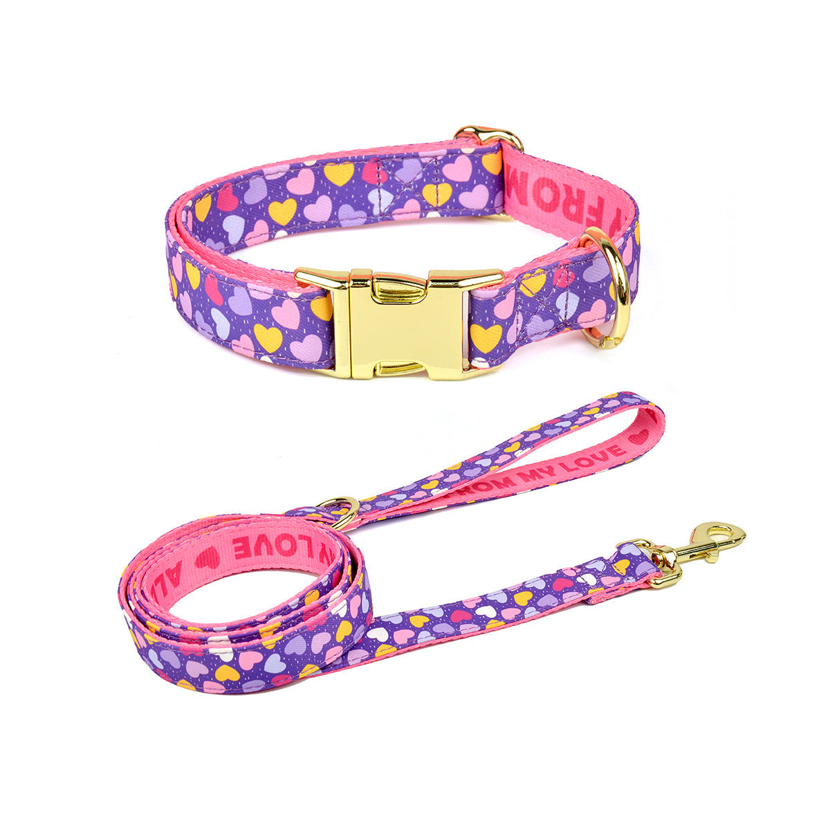 HKM-2980925 Double-sided Pet Collar with Haulage Rope in Various Fun Colors for Dogs and Cats
