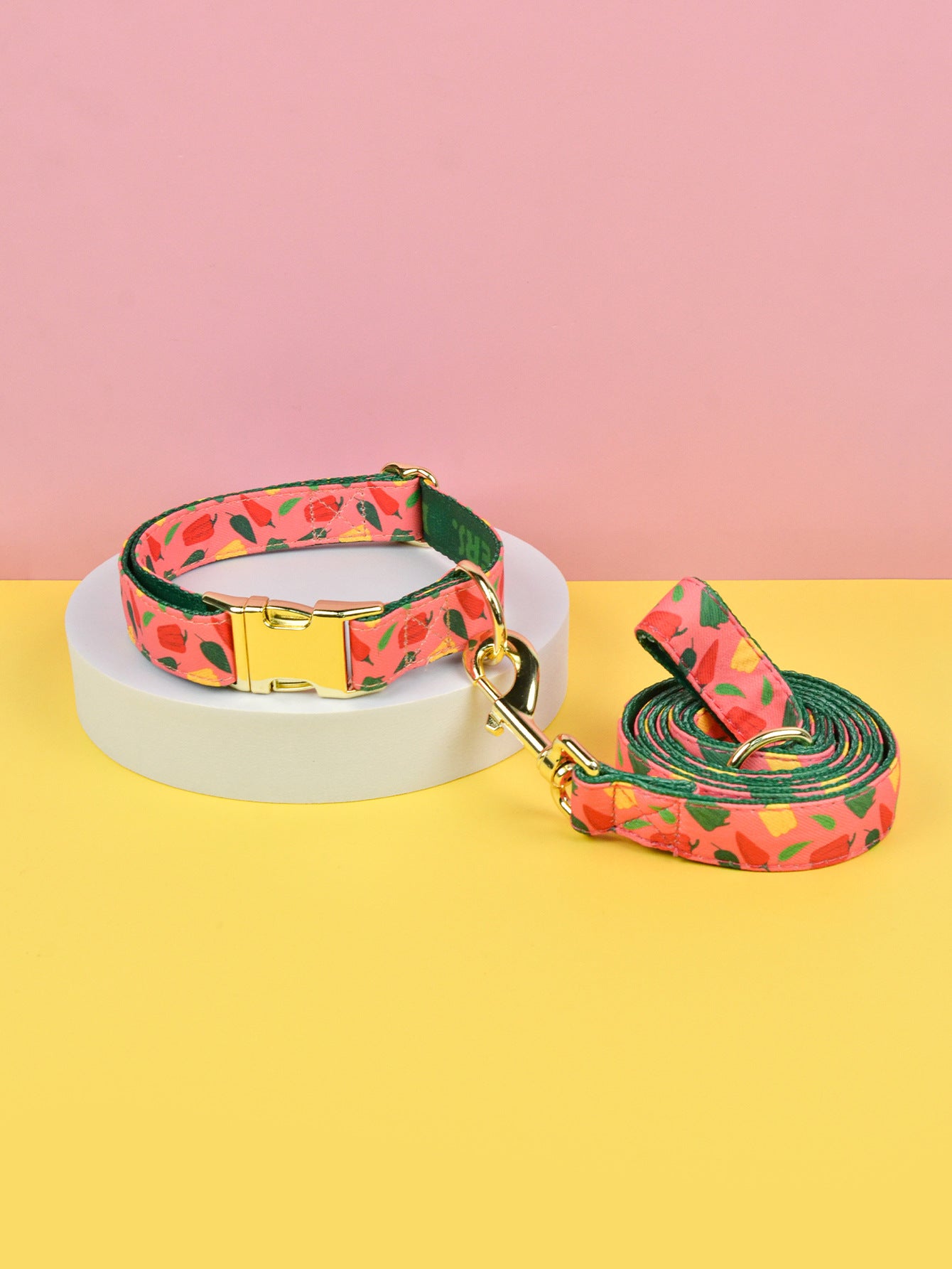 HKM-2980925 Double-sided Pet Collar with Haulage Rope in Various Fun Colors for Dogs and Cats