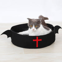 HKM-2981181 Festive Felt Cloth Cat Dog Bed for Halloween and Christmas - Lightweight, Foldable Design