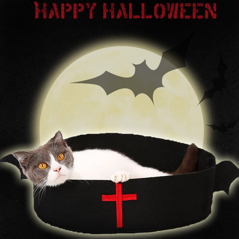 HKM-2981181 Festive Felt Cloth Cat Dog Bed for Halloween and Christmas - Lightweight, Foldable Design