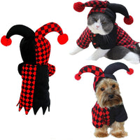 HKM-2981309 Funny Clown Costume for Pets - Soft Polyester Shirt with Hat for Dogs and Cats
