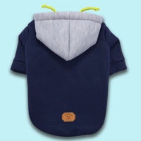 HKM-2982205 Contrast Color Hooded Pullover for Pets in Dark Red and Navy Blue, Sizes XS-XXL