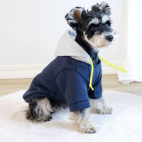 HKM-2982205 Contrast Color Hooded Pullover for Pets in Dark Red and Navy Blue, Sizes XS-XXL