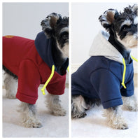 HKM-2982205 Contrast Color Hooded Pullover for Pets in Dark Red and Navy Blue, Sizes XS-XXL