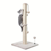 HKM-298323 Extra Thick Indoor Cat Scratching Post with Durable Fiberboard and Hanging Ball Toy for Safe Play and Relaxation