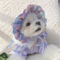 HKM-2983485 Lemon Yellow, Light Shrimp Powder & Lavender Mesh Dog Skirt with Matching Hat