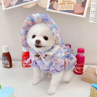 HKM-2983485 Lemon Yellow, Light Shrimp Powder & Lavender Mesh Dog Skirt with Matching Hat