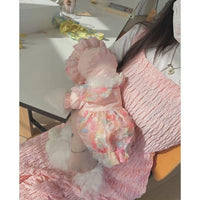 HKM-2983485 Lemon Yellow, Light Shrimp Powder & Lavender Mesh Dog Skirt with Matching Hat