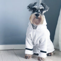 HKM-2983741 Cozy White Pet Bathrobe Pajamas in Multiple Sizes: S, M, L, XL