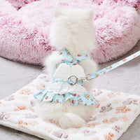 HKM-2984381 Charming Dog Harness Dress with Leash Set for Small Breeds, Featuring Angel Wings Design
