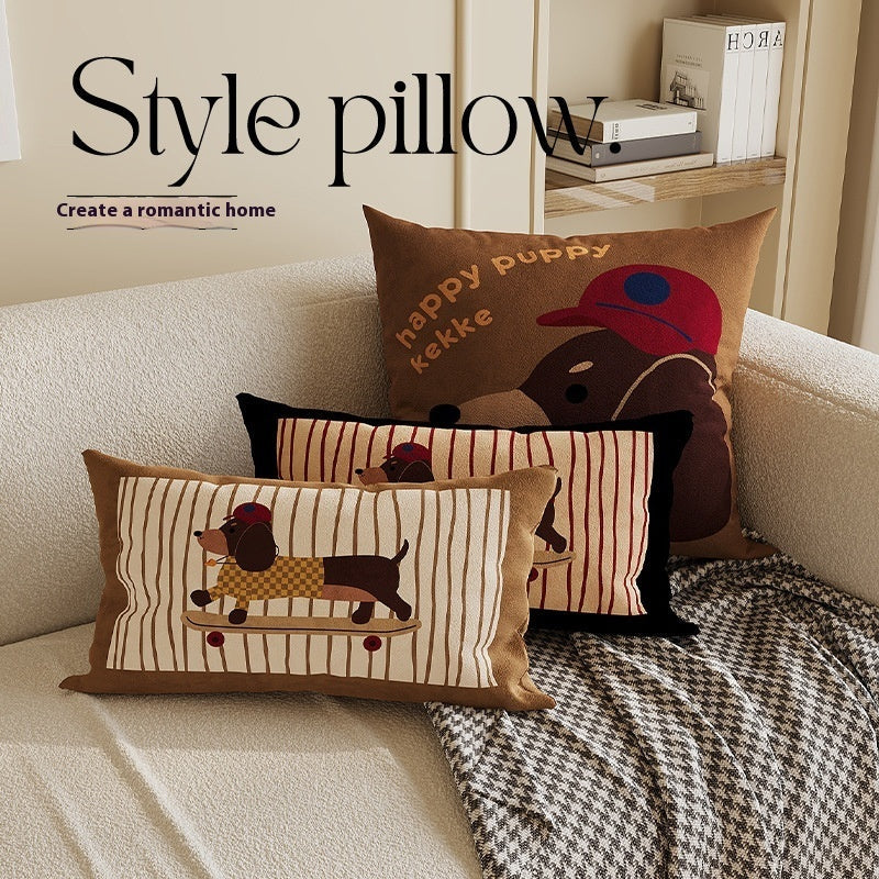 HKM-298451 Cartoon Sausage Dog Cushion - Cute Animal Design, Soft Velvet, Various Sizes