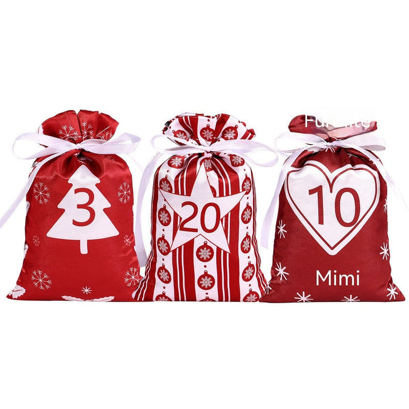 HKM-298451 Multicolor Christmas Advent Calendar Gift Bag Set with Drawstring and Accessories