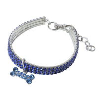 HKM-2984893 Bling Rhinestone Adjustable Dog and Cat Collar with Metal Pendant for Small Pets