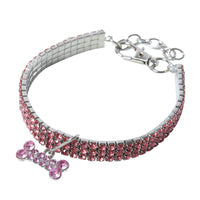 HKM-2984893 Bling Rhinestone Adjustable Dog and Cat Collar with Metal Pendant for Small Pets