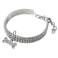 HKM-2984893 Bling Rhinestone Adjustable Dog and Cat Collar with Metal Pendant for Small Pets